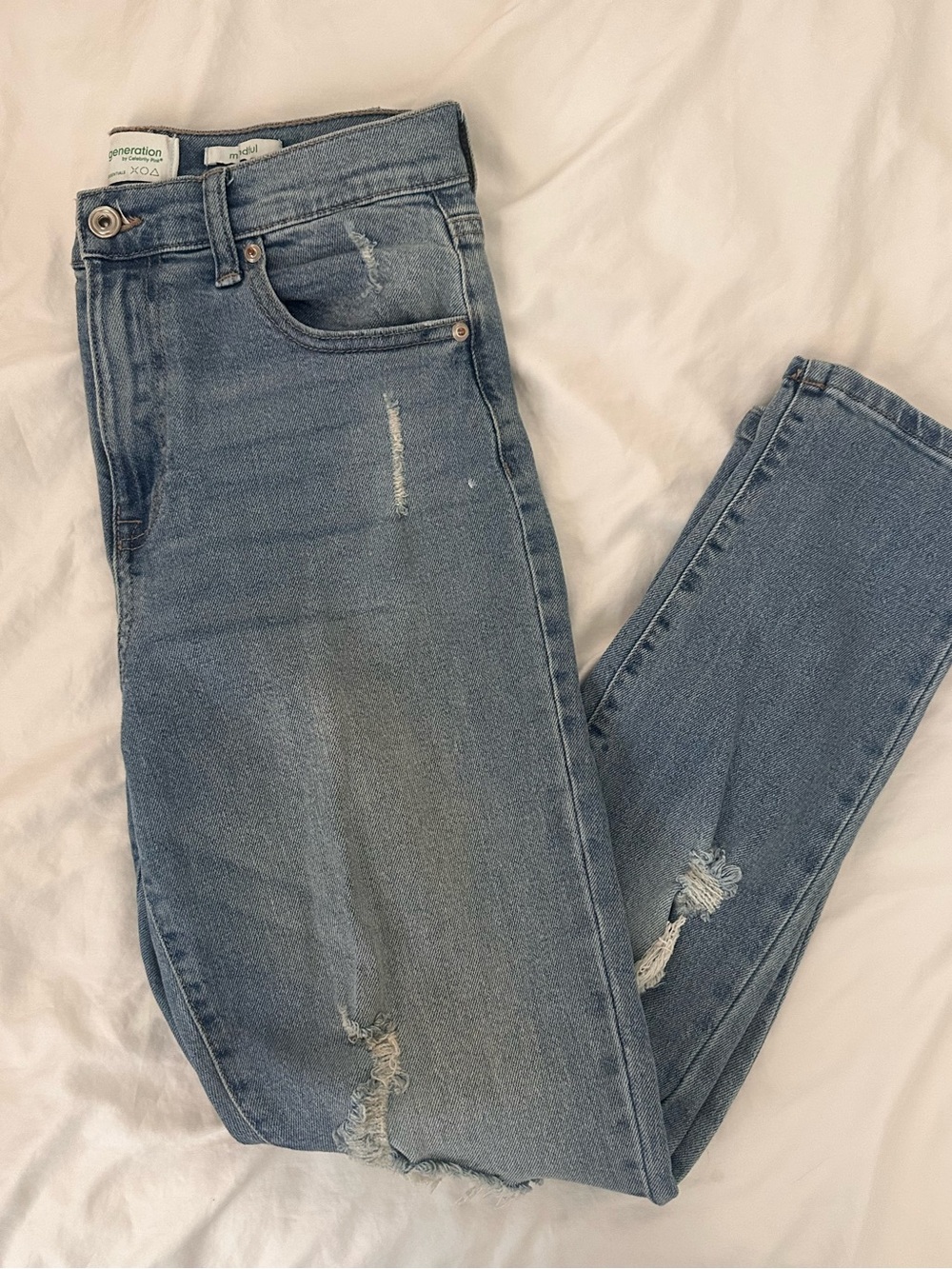 Generation High-Rise Distressed Jeans - Light Wash Blue